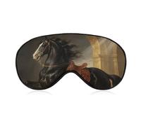 Black Horse Sleep Mask for Women Men, Soft Eye Mask with Adjustable Strap for Sleeping, Light Blocking Travel Blindfold for Nap Comfortable Eye Cover for Home Office