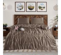 Black Horse Surrey 3-Pcs Premium Silk Satin Duvet Cover,Silky Bedding Set - Cool, Breathable, and Luxuriously Soft Duvet Cover with Pillowcases.(DOUBLE-MINK)