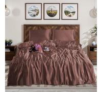 Black Horse Surrey 3-Pcs Premium Silk Satin Duvet Cover,Silky Bedding Set - Cool, Breathable, and Luxuriously Soft Duvet Cover with Pillowcases.(DOUBLE-BLUSH-PINK)