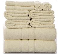 Black Horse Surrey Premium 10-Piece 100% Egyptian Cotton 500 GSM Towel Bale Set for Bathroom | Quick Dry & Highly Absorbent | Durable & Super Soft |2 Bath Towels, 4 Hand Towels, 4 Face Towels - Cream