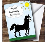 Black Horse White Blaze Personalised Birthday Card - Personalised Birthday Card For Animal, Wildlife & Pet Lovers, Custom Animal Birthday Card