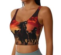 Black Horses Print Workout Tank Tops for Women Racerback Sport Running Yoga Basic Sleeveless Shirts