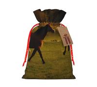 Black Horses Red Glowing Clouds Print Drawstring Bags Burlap Gifts Bag With Drawstring Gift Bags For Wedding/Party/Festival/Storage