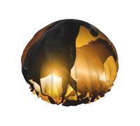 Black Horses Red Glowing Clouds Print Shower Essentials Bonnet For Women, Large Washable Elastic Band Bath Hair Wrap Shower Cap