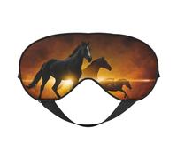 Black Horses Red Glowing Clouds Print Sleep Mask Eye Masks Blindfold Eye Cover Eyeshade for Night Sleeping Travel Airplane Ues