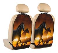 Black Horses Red Glowing Clouds Printed,2 Pack Car Seat Kick Mats Back Seat Protector Durable Back Seat Organiser