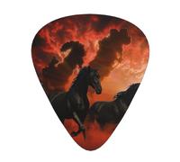 Black Horses Red Glowing Clouds Printed Custom 12 Pieces Guitar Pick In A Box,The Pick Makes Sound Clear, Ukulele, Electric Bass (0.46 0.71 0.96mm)