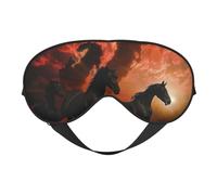 Black Horses Red Glowing Clouds Printed Eye Mask,Blackout Sleep & Eye Mask for Women,Sleep Mask with Adjustable Strap, Suitable for Both Bedtime and Travel