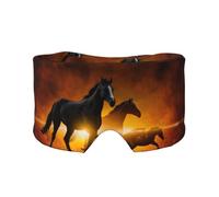 Black Horses Red Glowing Clouds Printed, Full Eye Covers Light Blocking Eye Mask Sleep Eye and Ear Muffs