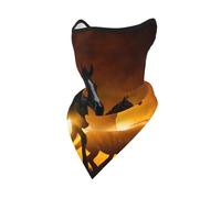 Black Horses Red Glowing Clouds Printed Windproof Mask,Neck Gaiter Winter Motorcycle Face Cover