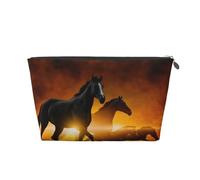 Black Horses Red Glowing Clouds Printing, Toiletry Pouch Makeup Bag Cosmetic Bag Portable Travel Toiletry Bag