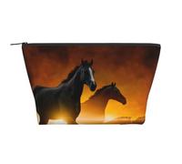 Black Horses Red Glowing Clouds Printing, Toiletry Pouch Makeup Bag Cosmetic Bag Portable Travel Toiletry Bag