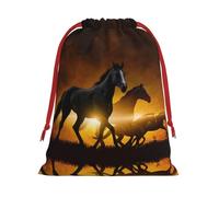 Black Horses Red Glowing Clouds Ultra Soft Velvet Gift Bag, Comfortable To The Touch, Reusable