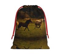 Black Horses Red Glowing Clouds Ultra Soft Velvet Gift Bag, Stylish Design, Preferred For Holidays