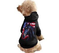 Black Horses U.S.A Flag Casual Pet Hoodie Clothes for Dog Cat Coat Outfit with Hat