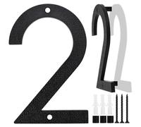 Black House Number, 20cm Large, Floating House Number Plaque, Street Door Number made from ABS Plastic with 3D Effect for Office Doors, Mailboxes, Garages - Digit (2)