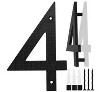 Black House Number, 20cm Large, Floating House Number Plaque, Street Door Number made from ABS Plastic with 3D Effect for Office Doors, Mailboxes, Garages - Digit(4)