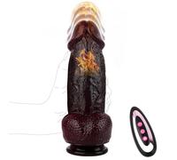 Black Huge Thick Thrusting Realistic Dildo Vibrating Dildos | Huge Thick Dildos with 3 Thrust & 10 Vibrating & Heating Modes, Sex Toy for Men & Women Couple with Strong Suction