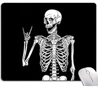 Black Human Skeleton Mouse Pad - Square Waterproof Non-Slip Rubber Base MousePads for Computer Laptop