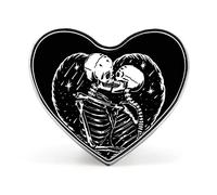 Black Human Skulls Kiss on Black Heart Brooch Pin, Unisex Smooth Surface Lapel Tie Pin, Lightweight Badge Jewelry Crafts Decor for Costume Accessory Men Women