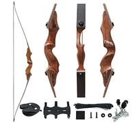 Black Hunter 60" Take Down Longbow With Technical wood Riser And Laminated Bow Limbs 20-45lbs For Archery Training Hunting Target Practice Arm Guard Finger Guard Right Hand (45 lbs)