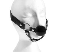 black Hush Now Real Leather Ball Gag & Chin Strap