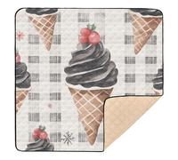Black Ice Cream Buffalo Plaid Snowflakes Christmas Soft Thick Baby Activity Play Mat for Indoor Outdoor Lightweight Activity Gym Mat for Babies Infants Toddlers, 50'' x 50''