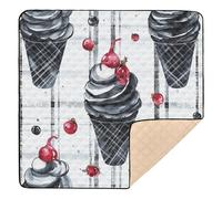 Black Ice Cream Buffalo Plaid Snowflakes Christmas Soft Thick Baby Gym & Activity Mat for Floor Non-Toxic Baby Play Tummy Time Mat for Baby Toddler Infant, 50'' x 50''