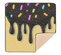 Black Ice Cream Large Sturdy Baby Activity Play Mat for Indoor Outdoor Comfortable Baby Kick Crawling Mat for Baby Toddler Infant, 50'' x 50''