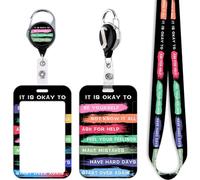 Black ID Lanyard Card Holder & Cool Heavy Duty Keychain Retractable Badge Holder Reel Clip Inspirational Quotes Neck Lanyard for Keys Name Tag for Men Women Kids Nurses Teachers for Work School ID