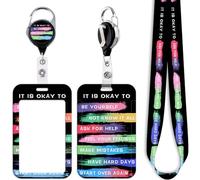 Black ID Lanyard Card Holder & Inspirational Quotes Retractable Badge Reel Cool Neck Lanyard for Keys ID Badges for Men Women Kids Cute Retractable Heavy Duty Badge Holder Reel for Work School ID