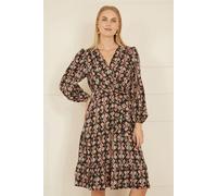 Black Ikat Long Sleeve Skater Dress Yumi Black 16