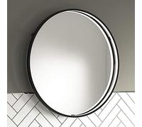 Black Illuminated Bathroom Mirror with LED Lights 600mm IP44 Rated - Luna Round 3 Colour Dimmable LED Bathroom Mirrors with Lights, Demister Pad,& Touch Sensor, Aluminium Framed Digital Mirror