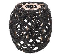 Black Imitation Rattan Lamp Shade for E27 Pendant Lights | Open Weave Design, Warm Glow Effect, Plastic and Iron Frame, Living Room Home Decor