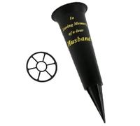 Black In Loving Memory Husband Spiked Memorial Grave Flower Vase Graveside Memorial with flower holder insert