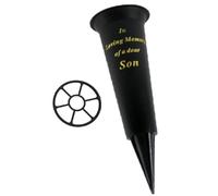 Black In Loving Memory Son Spiked Memorial Grave Flower Vase Graveside Memorial with flower holder insert