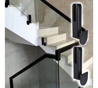 Black Indoor Glass Railing Clamp Stainless Steel Side-Mounted Balustrade Spigots for 1/2" - 5/8" Glass 2-Pack Panel Stabilizer Clips for Decks Balconies Stairs.