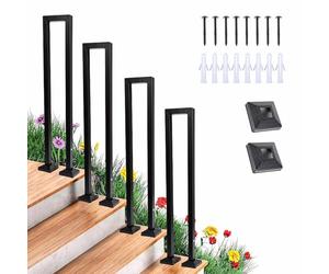 Black Indoor ir Railing - U-S il for irs Modern Nordic Design 35cm Metal Railing for Villas Balconies & Hallways - & Safe Solut for Home Décor