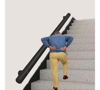 Black Indoor Stair Railing Set - Round Industrial Iron Pipe il for Villas/Duplexes Lengths 0. to 6m (L 420cm/13.8ft) - Slish Safe Feature