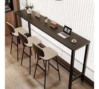 Black Industrial Bar Table for Dining Room Long Narrow Bar Table with Slate Top Modern Bar Table for Outdoor Use Long Breakfast Bar Table for Kitchen High Pub Table No Chair