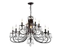Black Industrial Chandelier Boutique Decoration Retro Iron Crystal Pendant Lighting Adjustable Lights for Living Dining Room Bedroom-Black * 65cm Ceiling Chandelier,Hanging Li
