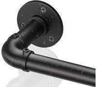 Black Industrial Curtain Rods for Windows 66 to 120, Outdoor Blackout Curtain Rod, Wrap Around Heavy Duty Curtain Rods,1 Inch Drapery Rods, Rustic Pipe Curtain Rod 66-120 Inch