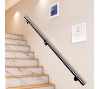 Black Industrial Iron Hand Railing, Wall Balustrade Staircase Banister Hand Rail Safety Non-Slip Support Rod for Indoor & Outdoor Steps(3ft/90cm)