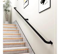 Black Industrial Iron Hand Railing, Wall Support Handle for Indoor Stairs and Outdoor Steps, 1-20ft Non-Slip Staircase Handrail, Modern Banister Hand Rail - Complete Kit (Size : 2ft/60cm)