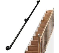 Black Industrial Iron Pipe il 1ft-20ft Wall-Mounted Non-Slip Grab Bar for Seniors & Kids Indoor/Outdoor Stair Railing Porch & Bridge Safety Support