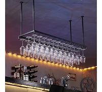 Black Industrial Metal Wine Rack with Upside Down s Holder Slish Bar & Kitchen Floating Shelves for Home Sto (100x35cm)