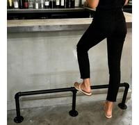 Black Industrial Pipe Foot RailFloor Mounted Under Desk Footrest SpaceSaving Countertop Railing Kit for Enhanced Customer Comfort (220cm/7.2ft)