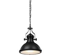 Black Industrial Style Glass Metal Pendant Light Compatible with Kitchen Island, Retro American Rustic Iron Pendant Light, V-intage Farmhouse Pendant Lamp, Single Dome Pendant Light Fixture Compatible