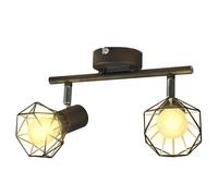 vidaXL Wire Frame Spot Light Black with 2 LED Filament Bulbs Industrial Style