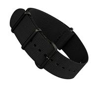 Black Infantry Military MoD NATO Nylon Fabric G10 4 Rings Watch Strap Band Black Buckle (18mm)